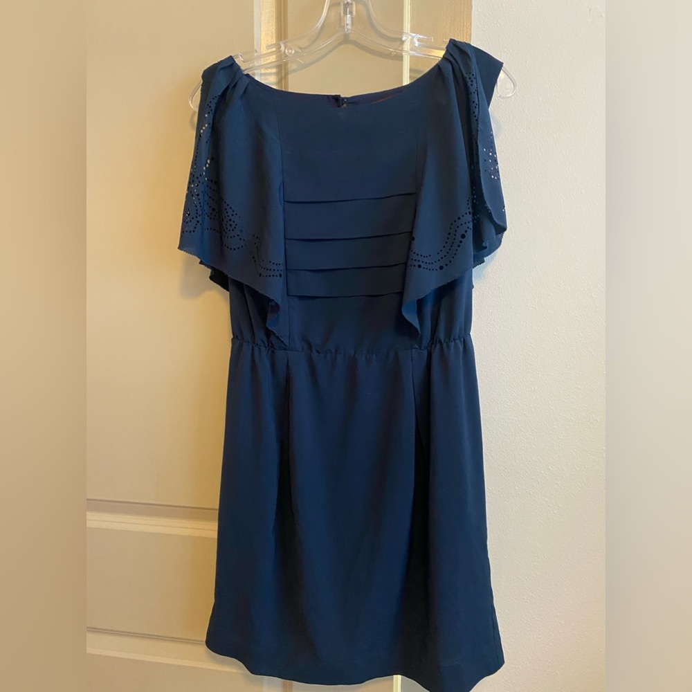 Line and Dot Navy Blue Dress